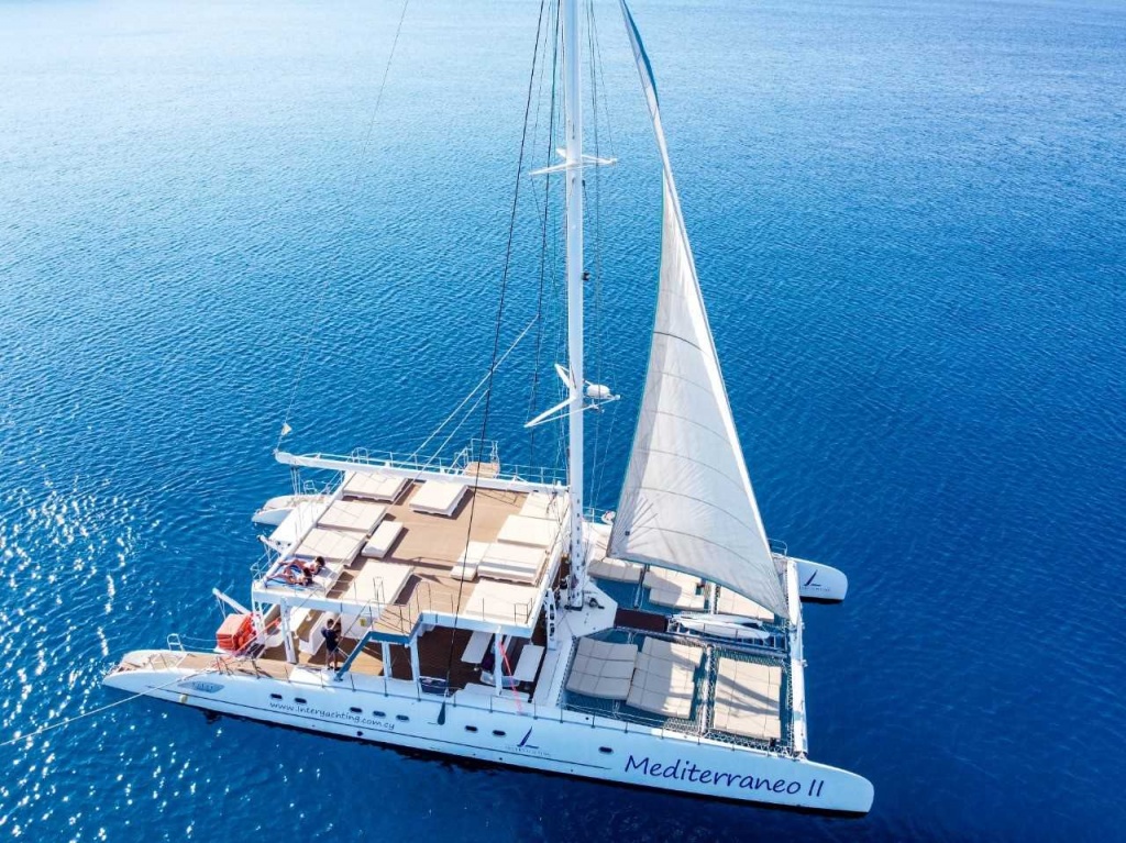 Catamaran Mediterraneo II for private charters in Protarasand Agia Napa